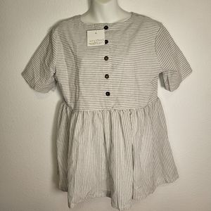 NWT Knotted Fern Women’s Linen Baby Doll Blouse size Large